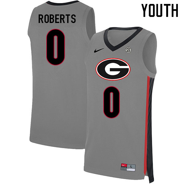 Youth #0 Terry Roberts Georgia Bulldogs College Basketball Jerseys Sale-Gray